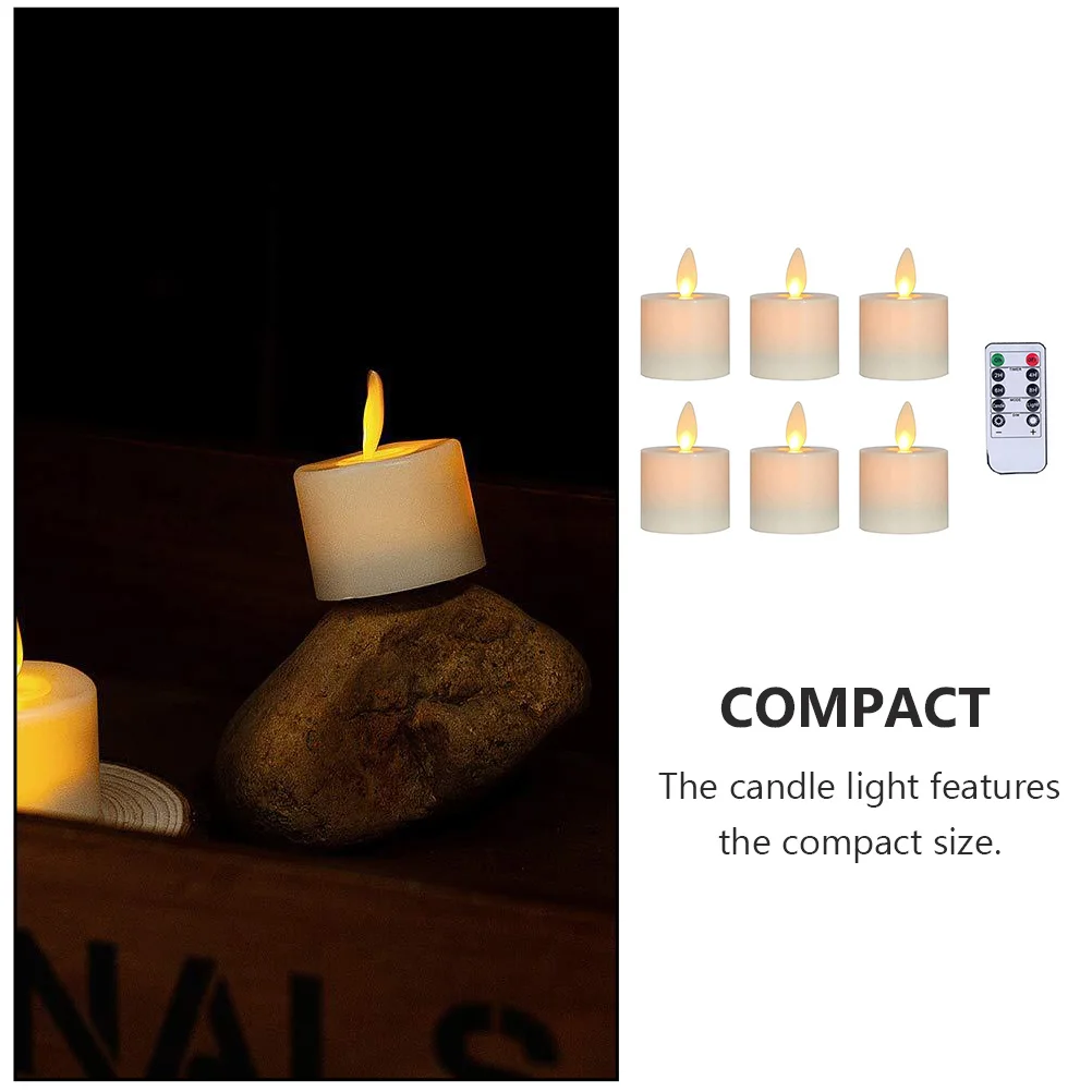 6Pcs Electronic Lamps Powered Realistic Flameless LED Decorative Small Desktop Light Atmosphere Scene Decor