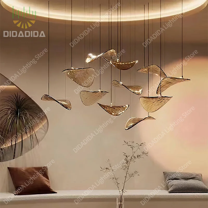 Luxury American Smoke Gray Glass Lustre Chandelier, Custom Hardware Pendant Lamp for Villa, High-End Fixture for Ceilings