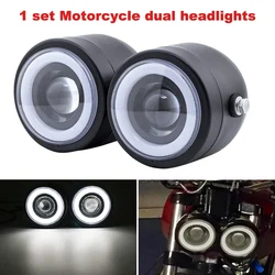 2X Motorcycle Headlight Black Clear For Custom Fighter Harley Chopper Bobber Cafe Racer Motorcycle Accessories Street Bike