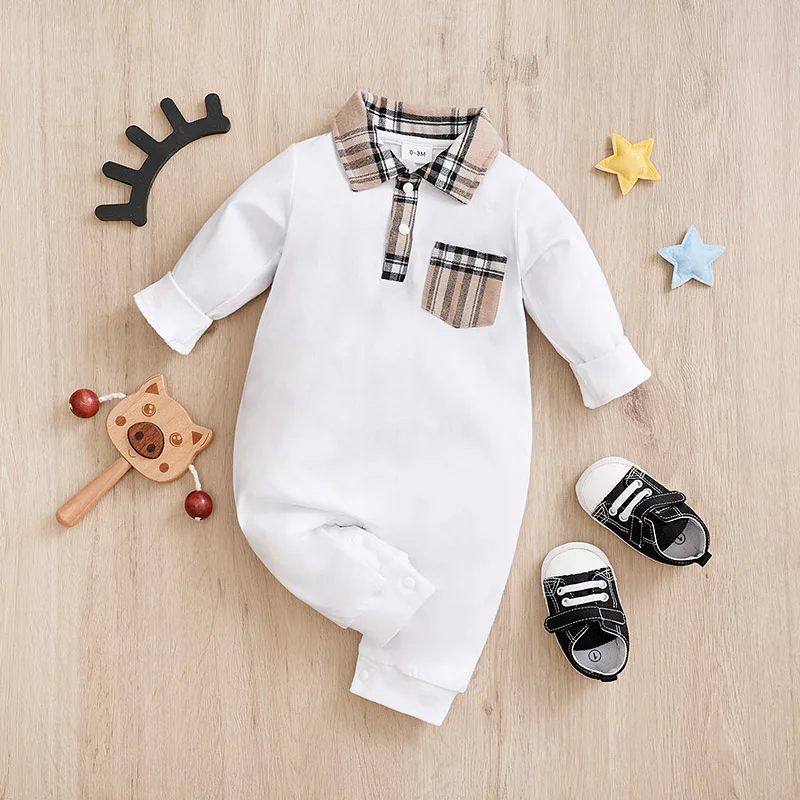 Spring And Autumn New Fake Two-piece Baby Bodysuit, Infant Cotton  Long Sleeve Romper