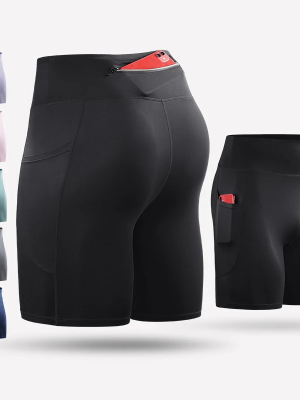 Men's Fitness Short Shorts Quick Dry Breathable High Elastic Shark Skin Running Swimming Training Shorts Tight Five-Quarter L...