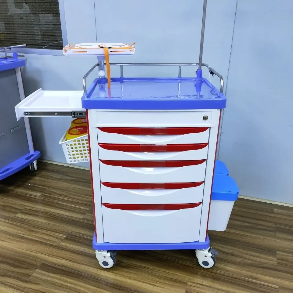 Stainless Steel Rescue Carriage Medical Trolley Medicine Delivery Car Oral Cart Medicative Cart First-Aid Cart Medical Cart