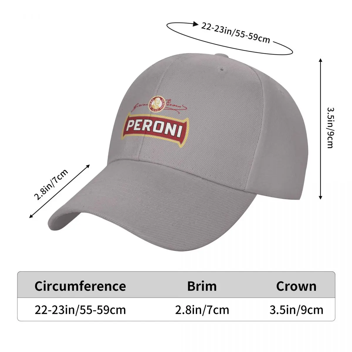 Birra Peroni-Gorra de béisbol para hombre y mujer, gorro con visera, a la moda