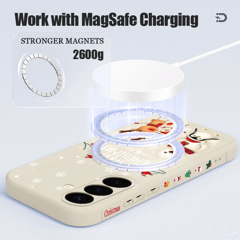 عيد الميلاد الدب المغناطيسي قضية الهاتف لسامسونج غالاكسي S25 S24 الترا S23 S22 زائد S24 FE A17 A56 A55 A16 A15 A36 لينة غطاء من البولي يوريثان #6