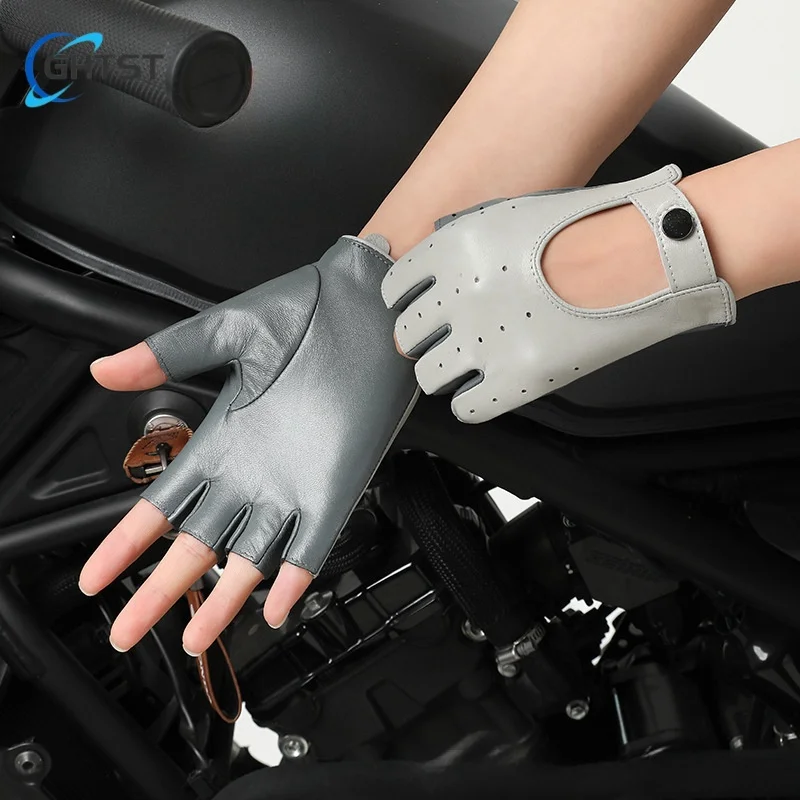 Hot Sale Sheepskin punk show Women GlovesLeather half-finger Simple Winter Warm Comfortable Girl Gloves Trendy Female Glove