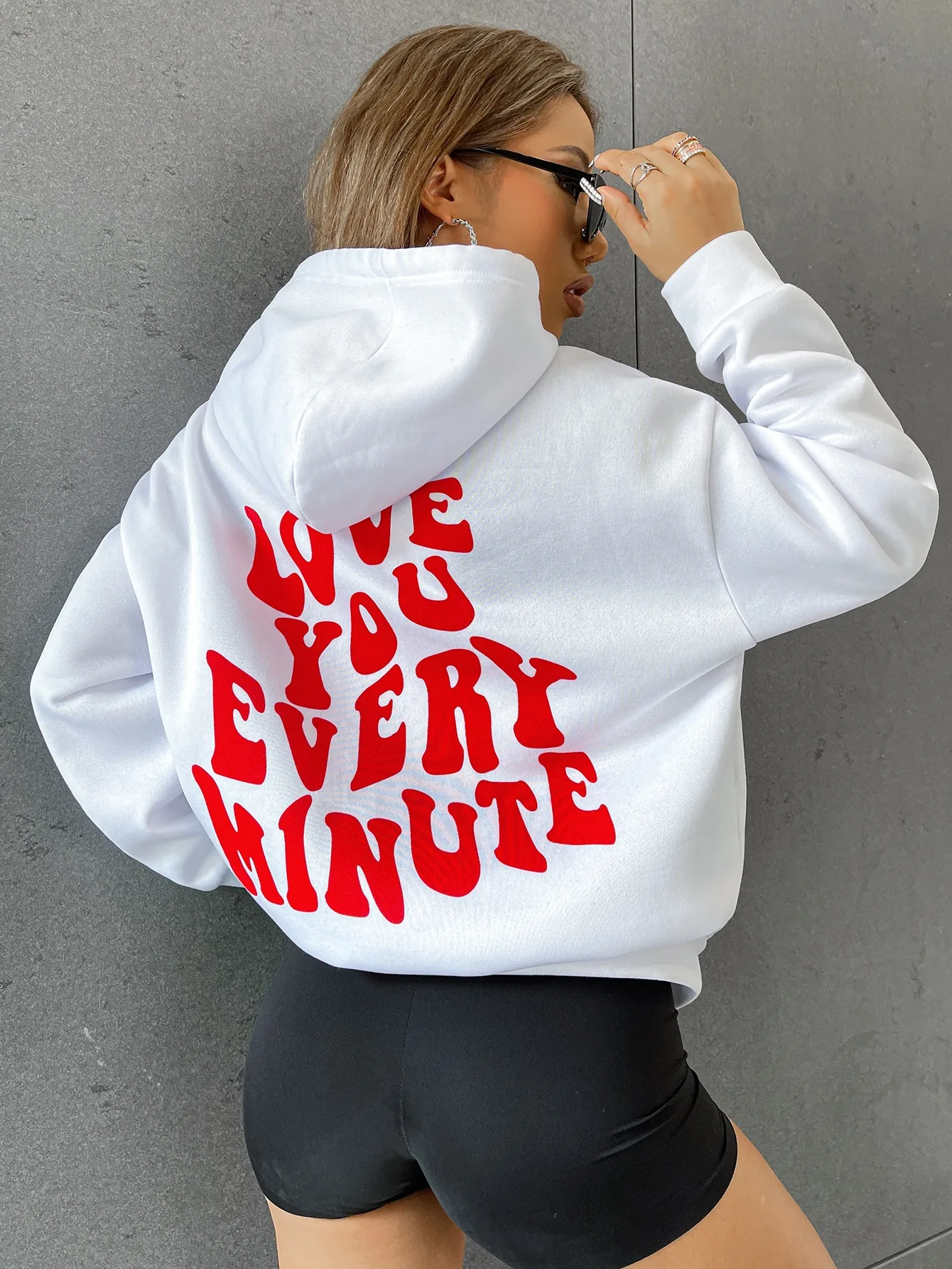 Love You Every Minute Letter Printed Womens Hoodie Plus Size Sweatshirt Hip Hop Female Winter Warm Pullover Loose Sudaderas