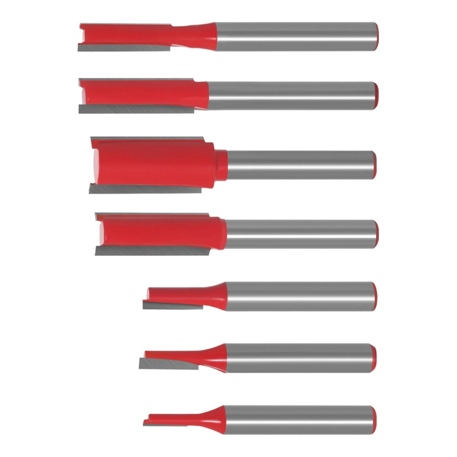 7Pcs Flush Trim Bit Milling Cutter Straight 2 Flute Carbide for Woodworking Slotting
