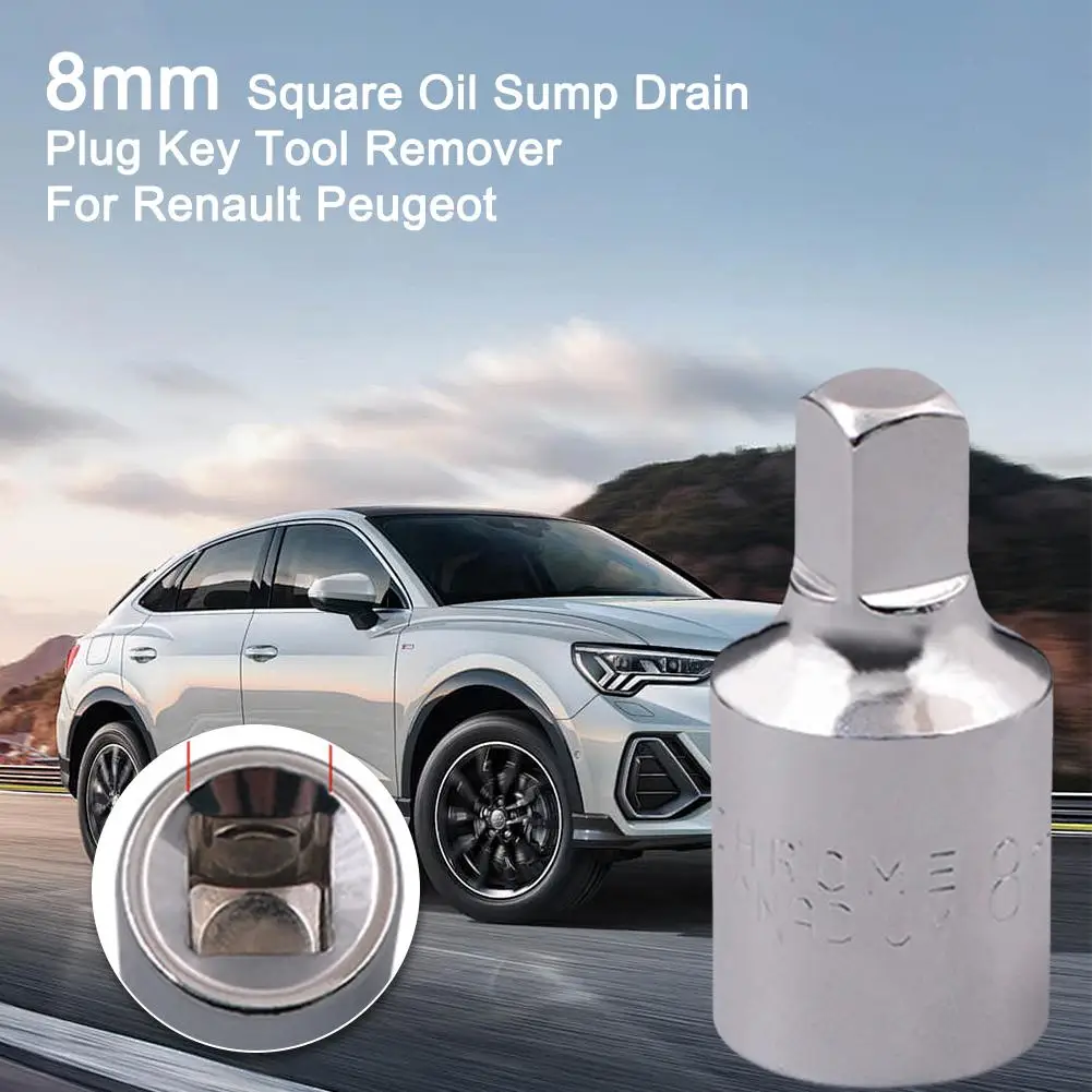 

8mm Square Head Oil Sump Plug Key 3/8 Drive Alloy Steel Hardened Drain Plug Socket For Renault Peugeot Citroen Volvo