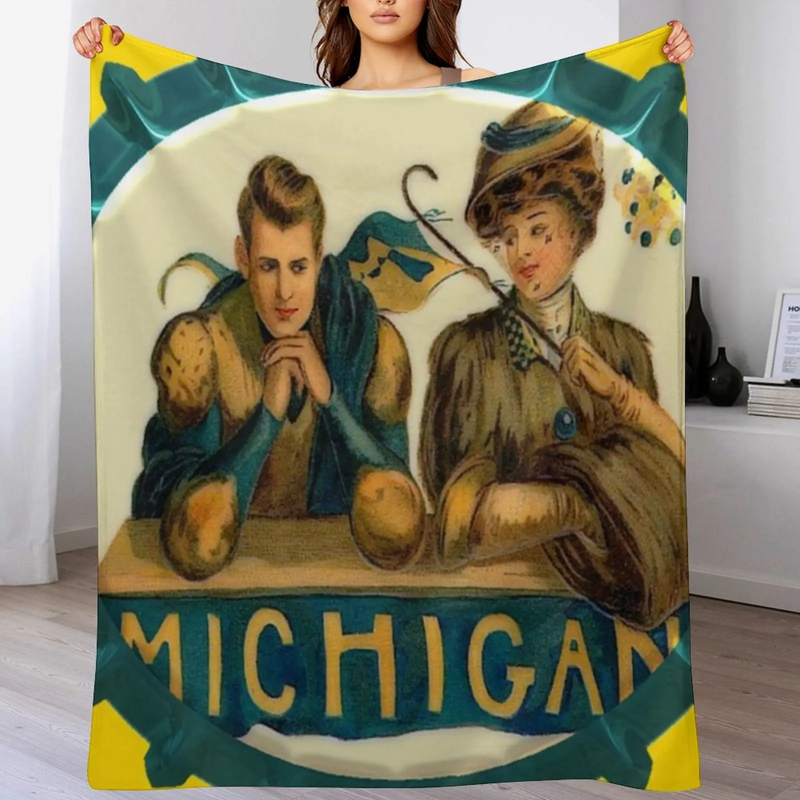 

Michigan Throw Blanket Baby Plaid on the sofa Blankets