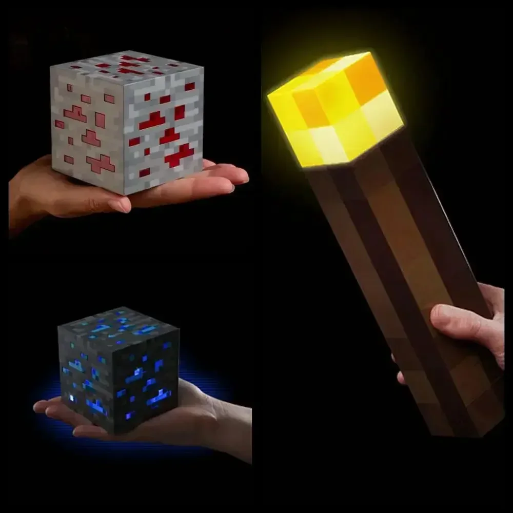 Minecrafe Series Torch Lamp My World Torch Mine Lamp Green Blue Red Yellow LED Night Light Colorful Changing Bottle Toy Model view 4