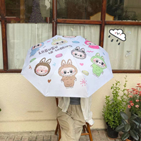 5 Styles Labubu Monster Anime Accessory Automatic Sunshade Umbrella Sunscreen Anti-Ultraviolet Folding Umbrella Rain Umbrella