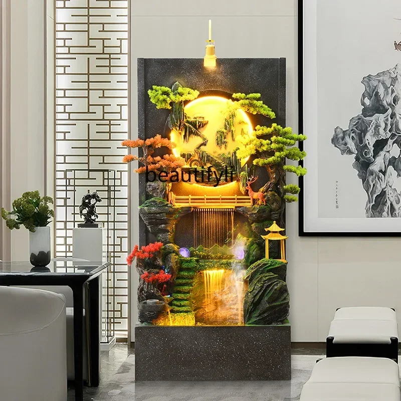 

F132 Large-scale hotel courtyard Chinese-style rockery fountain circulation attracting high-end atmospheric water floor ornam