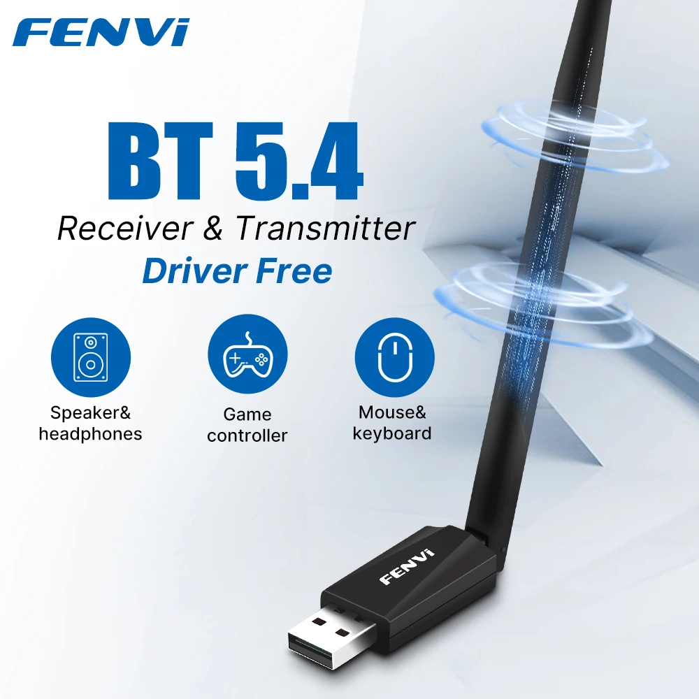 FENVI USB Bluetooth 5.3 5.4 Adapter For PC Dongle Adaptador Wireless Mouse Keyborad Speaker Music Audio Receiver USB Transmitter