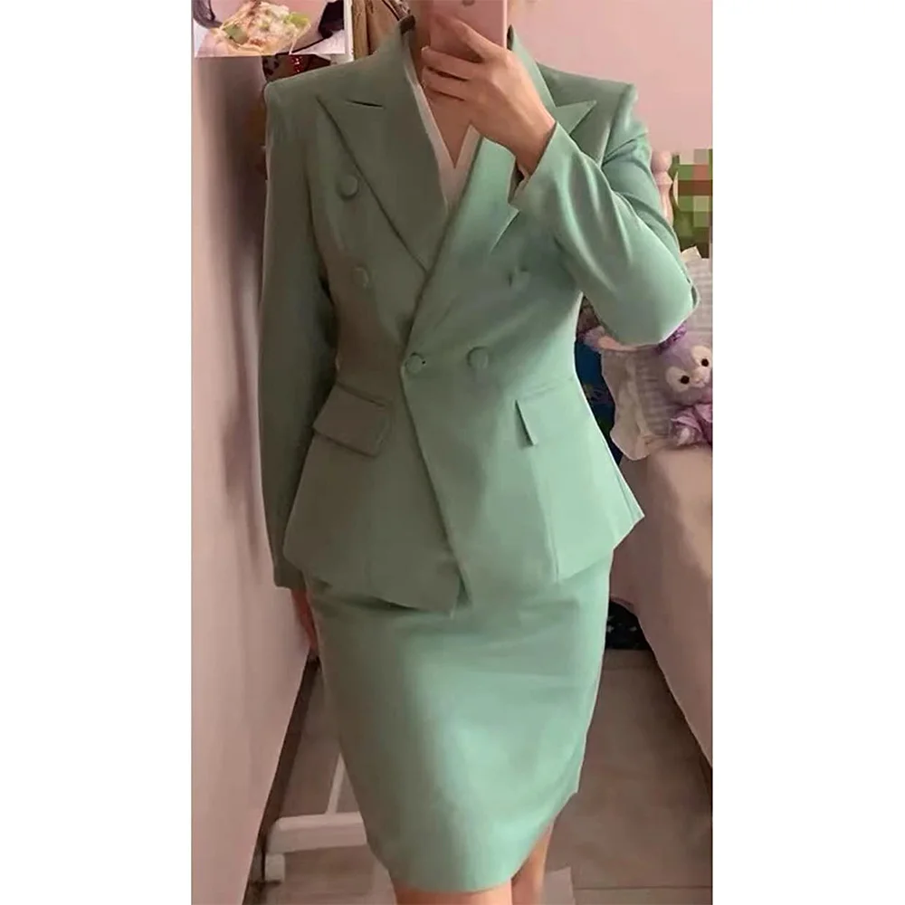 Veste blazer à manches longues pour femmes et ensemble de costume jupe crayon, bureau, soirée, vêtements de mariage, 2 pièces, 2023