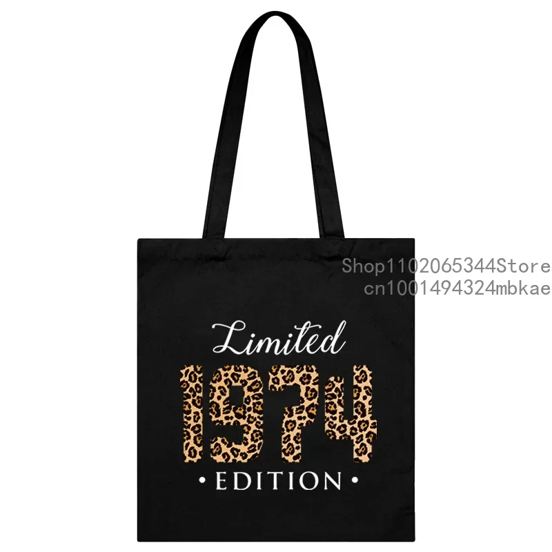 Limited 1974 Edition Shoulder Bag Women Fashion Vintage Leopard Print Birthday Year Canvas Tote Bag Ladies Harajuku Handbags