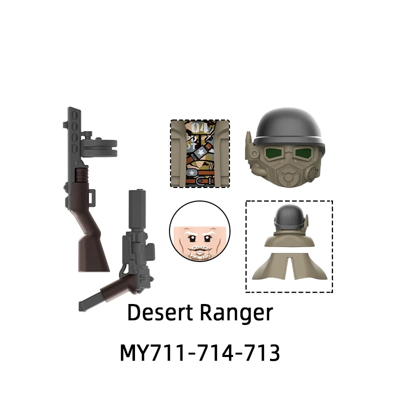 MY711-MY714 الأسود النخبة الصحراء مكافحة الحارس نموذج كتل MOC الطوب مجموعة الهدايا اللعب