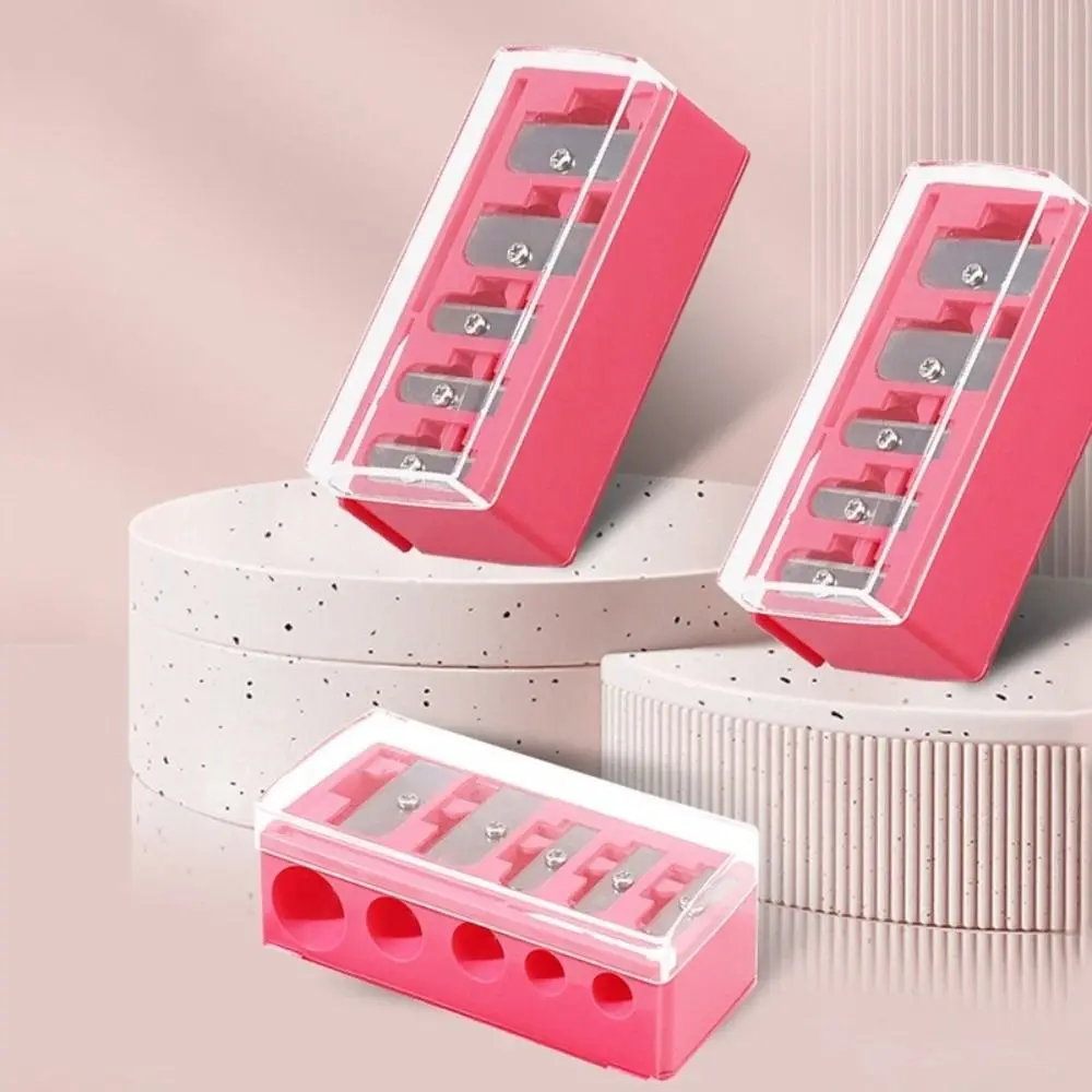 5 Holes Pencil Sharpener Multi-functional Splash-proof Cosmetic Pencil Sharpener Easy To Clean with Lid