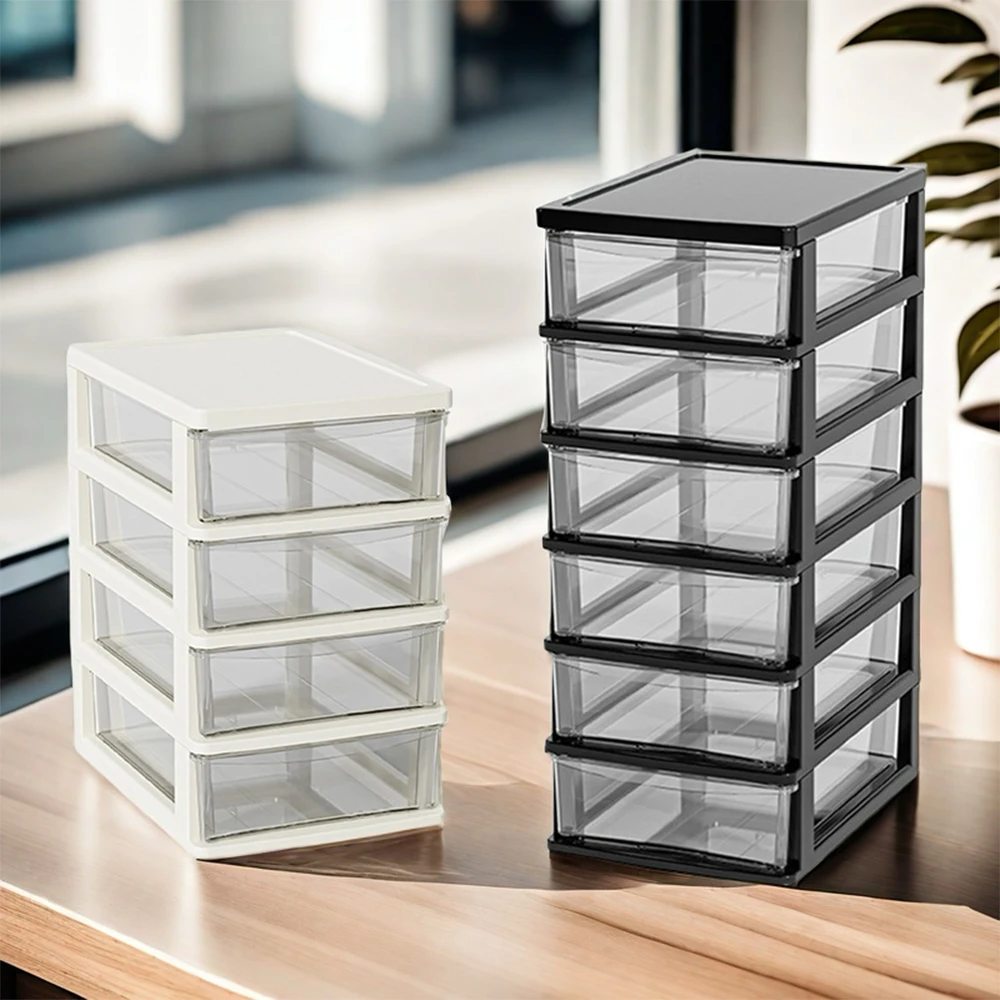 2-6Layers Medium Desktop Storage Box with Drawer Heightened Table Organizer Plastic Office storage cabinet  for home Stationery