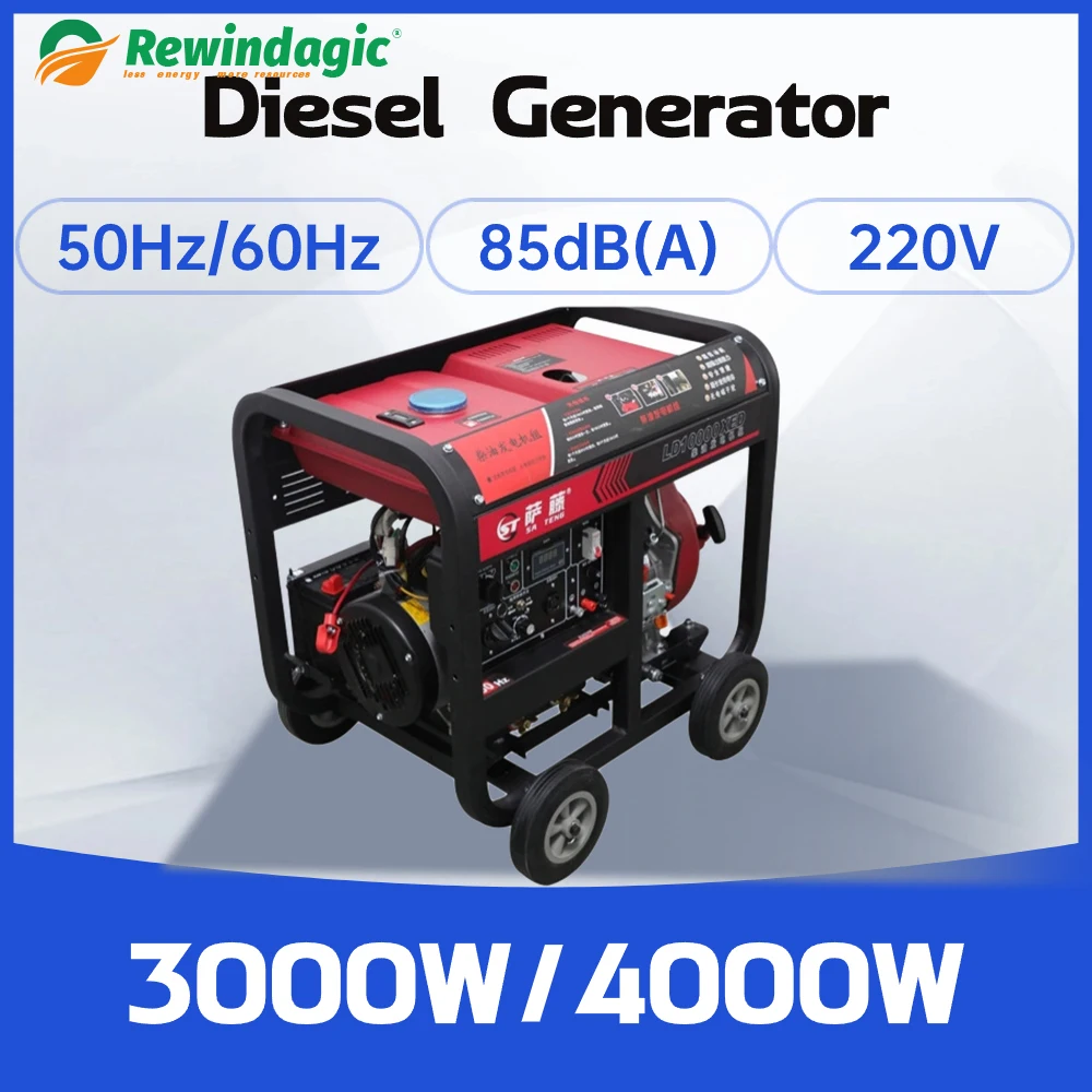 From China Electric Starting Diesel Generator Set 50Hz 60Hz 3KW 4KW Single Phase 220V Silent Household Vehicle Farm 3000W 4000W