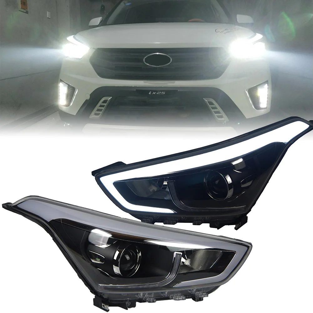 Headlight For Creta IX25 2014-2018 Car автомобильные товары LED DRL Hella Xenon Lens Hella Hid H7 Car Accessories