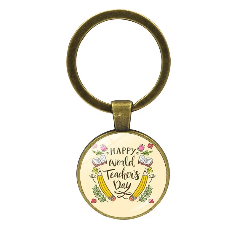 10pcs Teacher Thank You Ever So Much Text Keychain Glass Pendant Keychain Car Bag Keychain Interesting Appreciation Week Gift