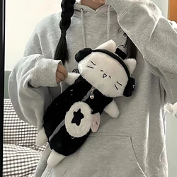 Sacs de messager mignons en peluche de chat d'écouteur pour les filles japonaises, mini sac d'étudiant de bande dessinée, initié unique, cadeau de Kawaii