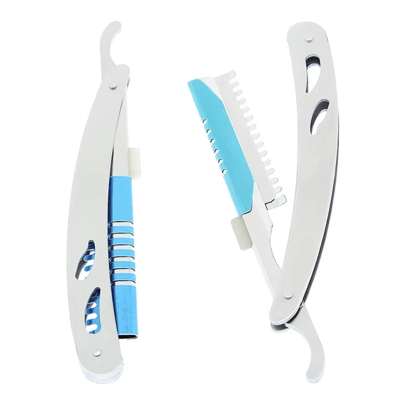 

Stainless Steel Folding Shaving Knife Safety Hair Razors Blades Body Facial Hair Cutting Shaver Comb Hair Removal Tools C0003A