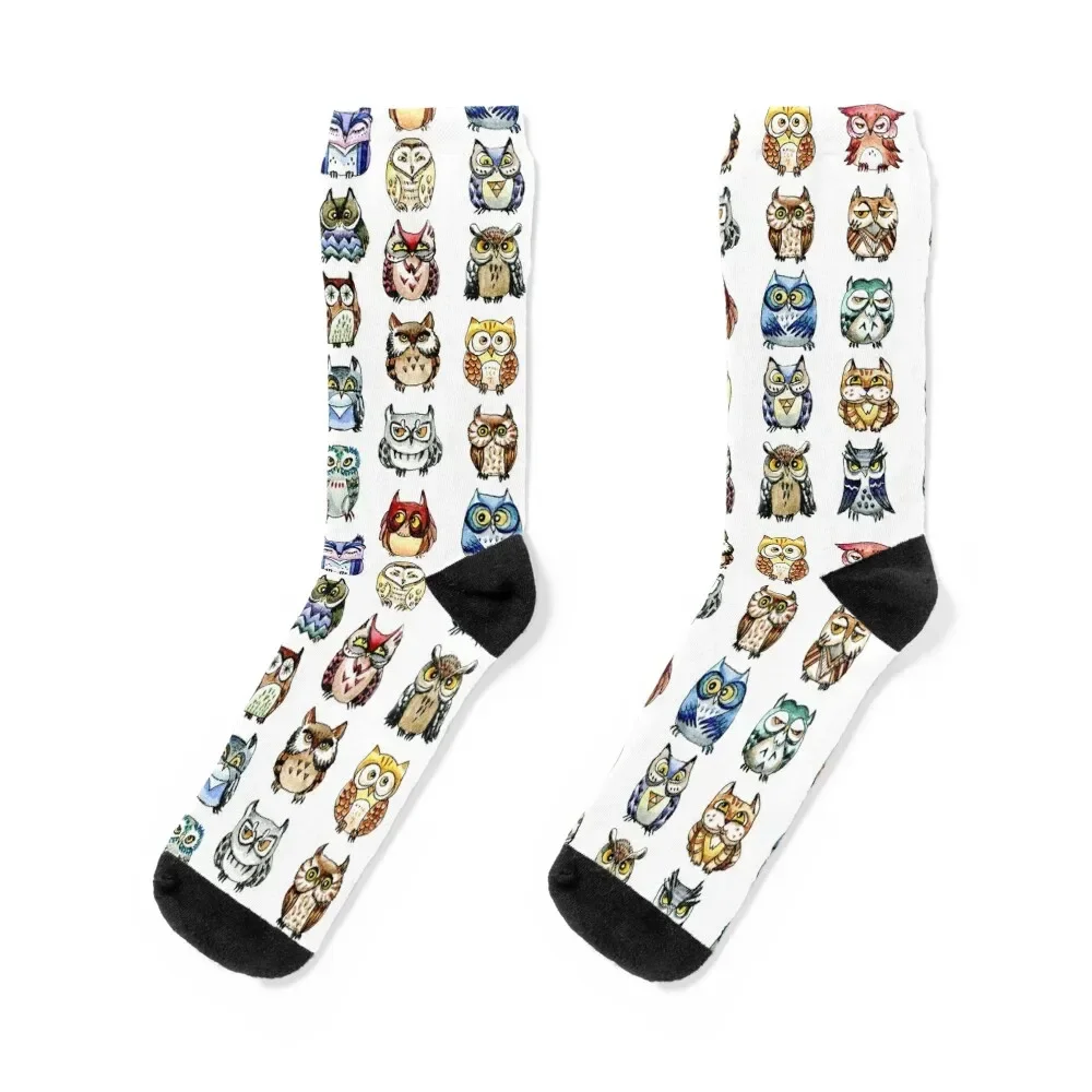 

Rainbow owls and a cat Socks custom sports basketball Wholesale christmass gift Socks Men Women's