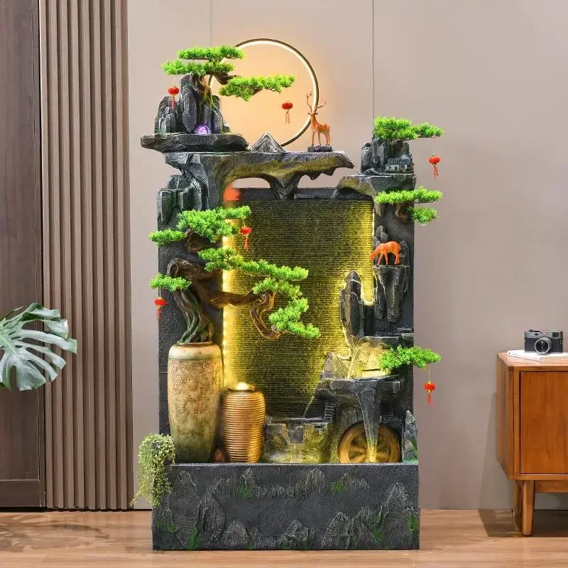 

Rockery flowing water ornament circulating water entrance fountain living room, feng shui wheel, office landscaping landing