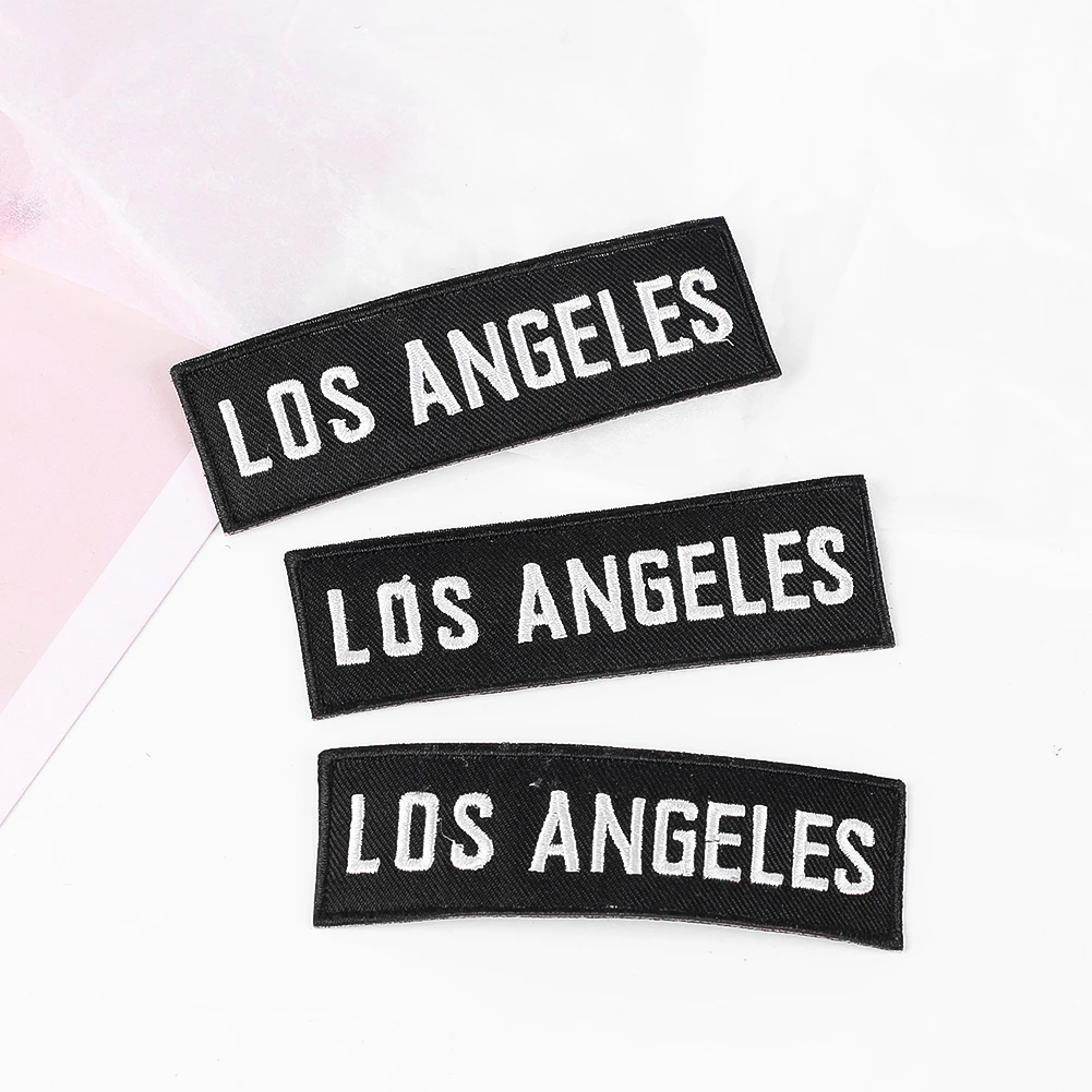 2PCS Embroidery "LOS ANGELES" Logo Stickers Iron on Patches for Clothes DIY Badge Apparel Hole Sewing Embellishments Accessories