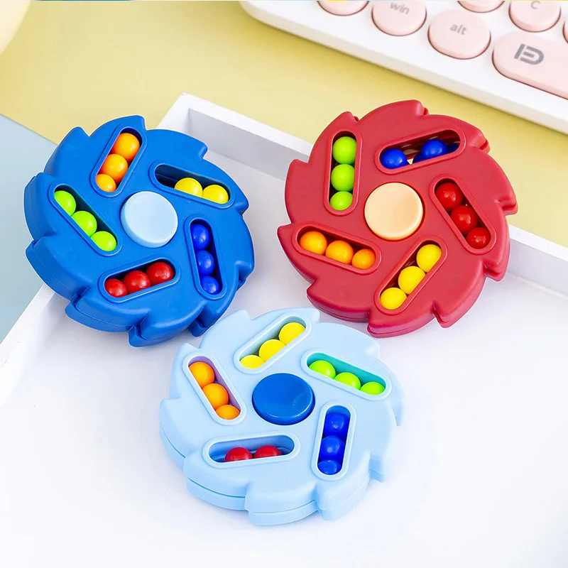 Magic Rotating Bean Puzzle Cube Fingertip Spinner Anti-ansia Sollievo dallo stress Agitarsi Giocattoli per bambini Bomboniere Premi in classe