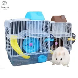 Double-storey Villa-shaped Wire Cage With Feeding Bowl Running Roller Skating Toy Small Castle Double-layer Hamster Animais