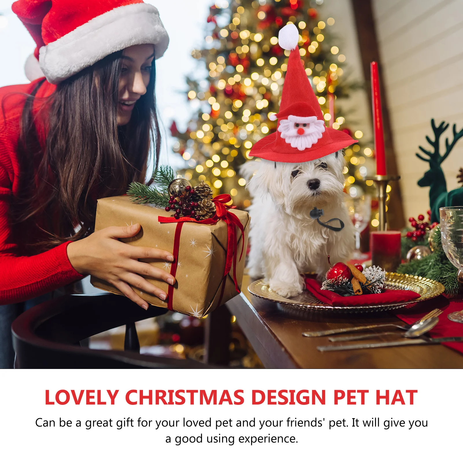 

Pet Santa Cap Comfortable Wear Resistant Christmas Dog Cat Hat Cute Cosplay Costume Headgear Xmas Party Accessory