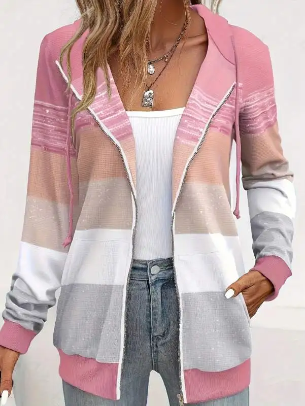 

Плюс размер 1XL-5XL женское повседневное пальто с цветными блоками и длинными рукавами с капюшоном женское модное цветное лоскутное пальто с принтом куртка