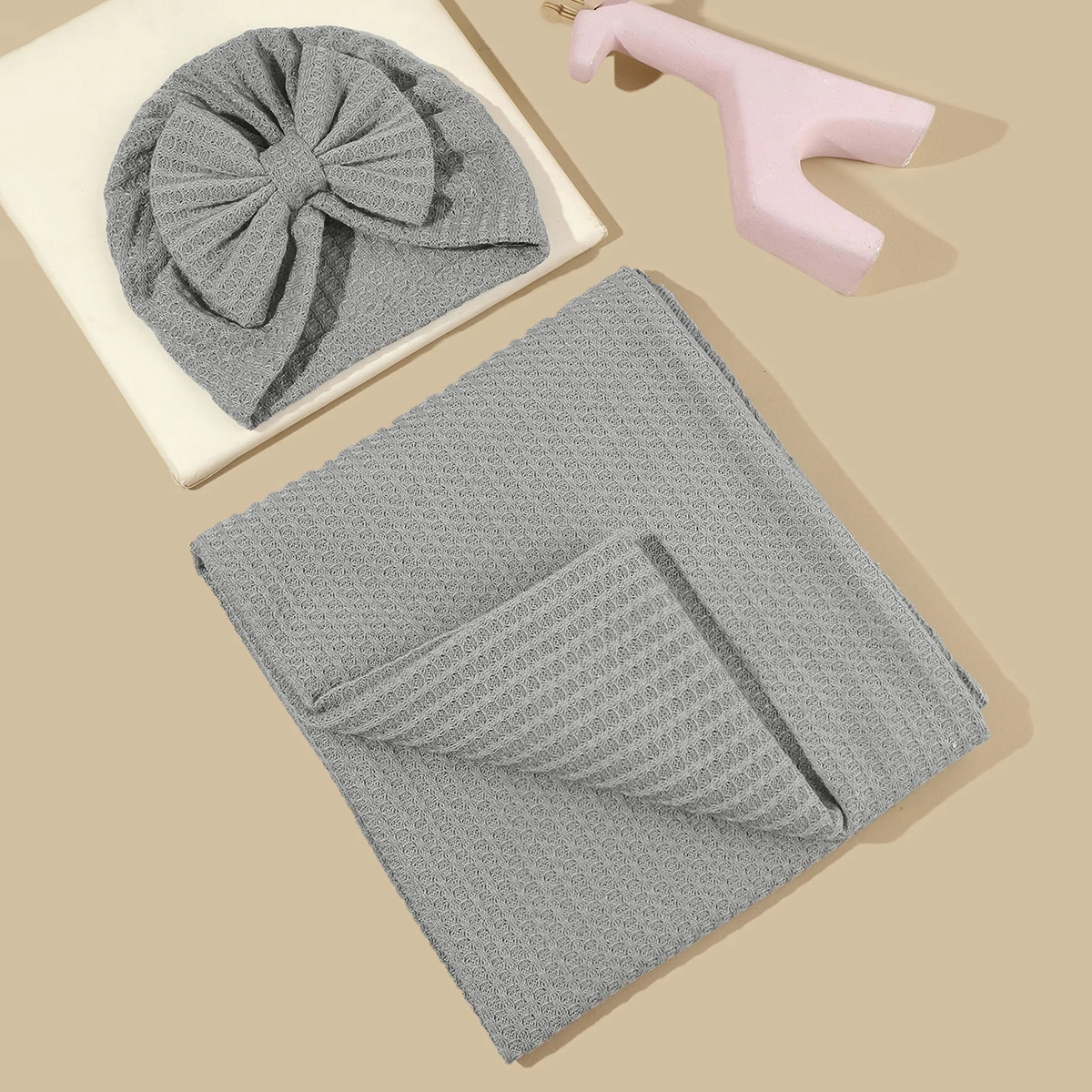 2 unids/set manta y gorro para bebé suaves y cómodos con múltiples patrones para elegir como regalo para recién nacido