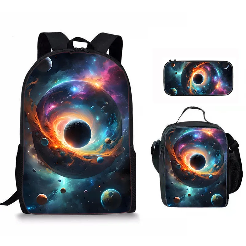 Trendy Popular Space planet 3D Print 3pcs/Set Student School Bags Laptop Daypack Backpack Crossbody Lunch bag Pencil Case