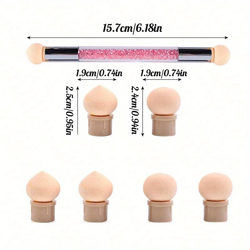 رؤساء الإسفنج استبدال رسومات أظافر هلام البولندية اللون التدرج فرشاة بريق مسحوق التنقيط القلم لأدوات اكسسوارات مانيكير #4