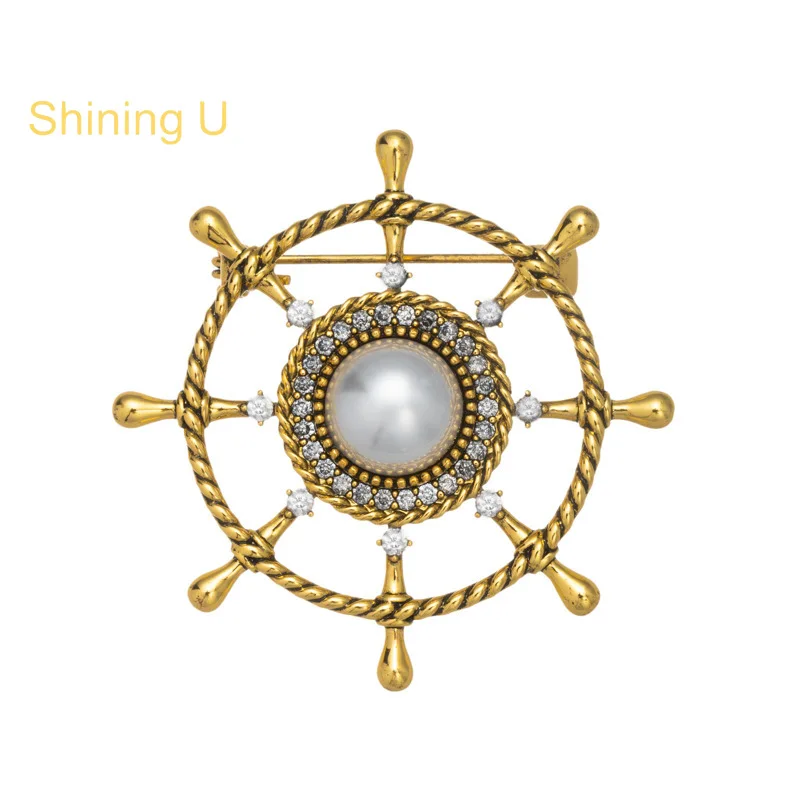 

Shining U Rudder Brooch for Women Men Fashion Overcoat Accessory