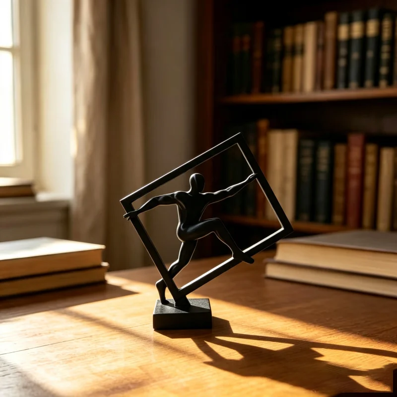 3D Printed Human Figurine Sculpture,Modern Minimalist Frame Man Statue,Desk Bookshelf Ornament For Office Home Decor Display
