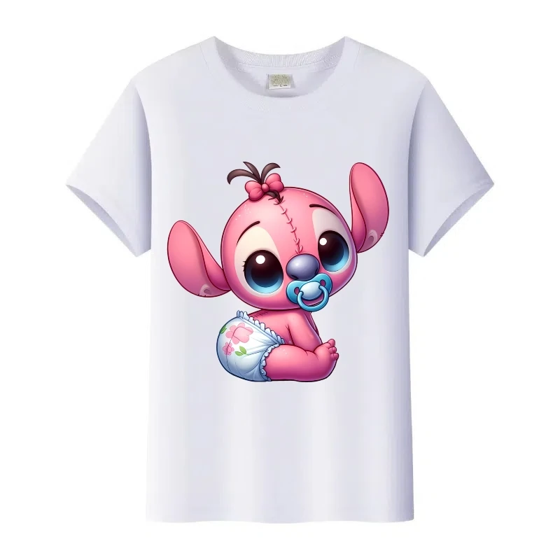 مضحك ديزني الكرتون غرزة طباعة القمم امرأة Harajuku فتاة التي شيرت الرجال الصيف البلوزات الأطفال تيز الأسرة تي شيرت الملابس هدية