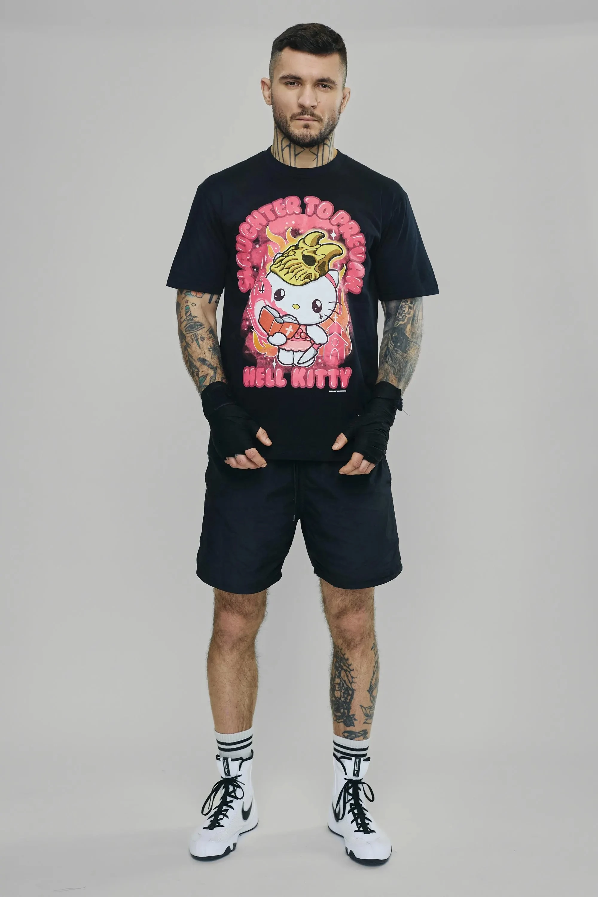 الضحك لتسود الجحيم كيتي تي شيرت النساء الرجال عادية القطن المتضخم Y2k قصيرة الأكمام الأزواج Unsex عالية الجودة كوع تي أنثى #2