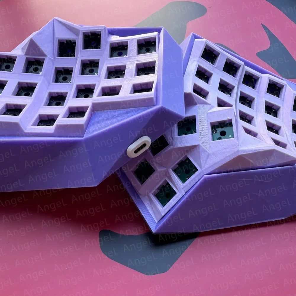 Angry Miao AM Hatsu Split Keyboard Kit Similar Custom  Hotswap Wired Single-mode Curved Mechanical Keyboard Ergonomics  Teclado