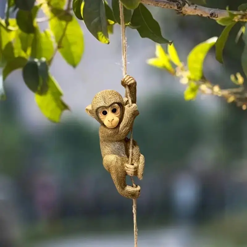 

Garden Animal Hanging Baby Monkey Tree Climbing Resin Crafts Statue Home Decoration Accessories Garden Green Plant Resin Pendant