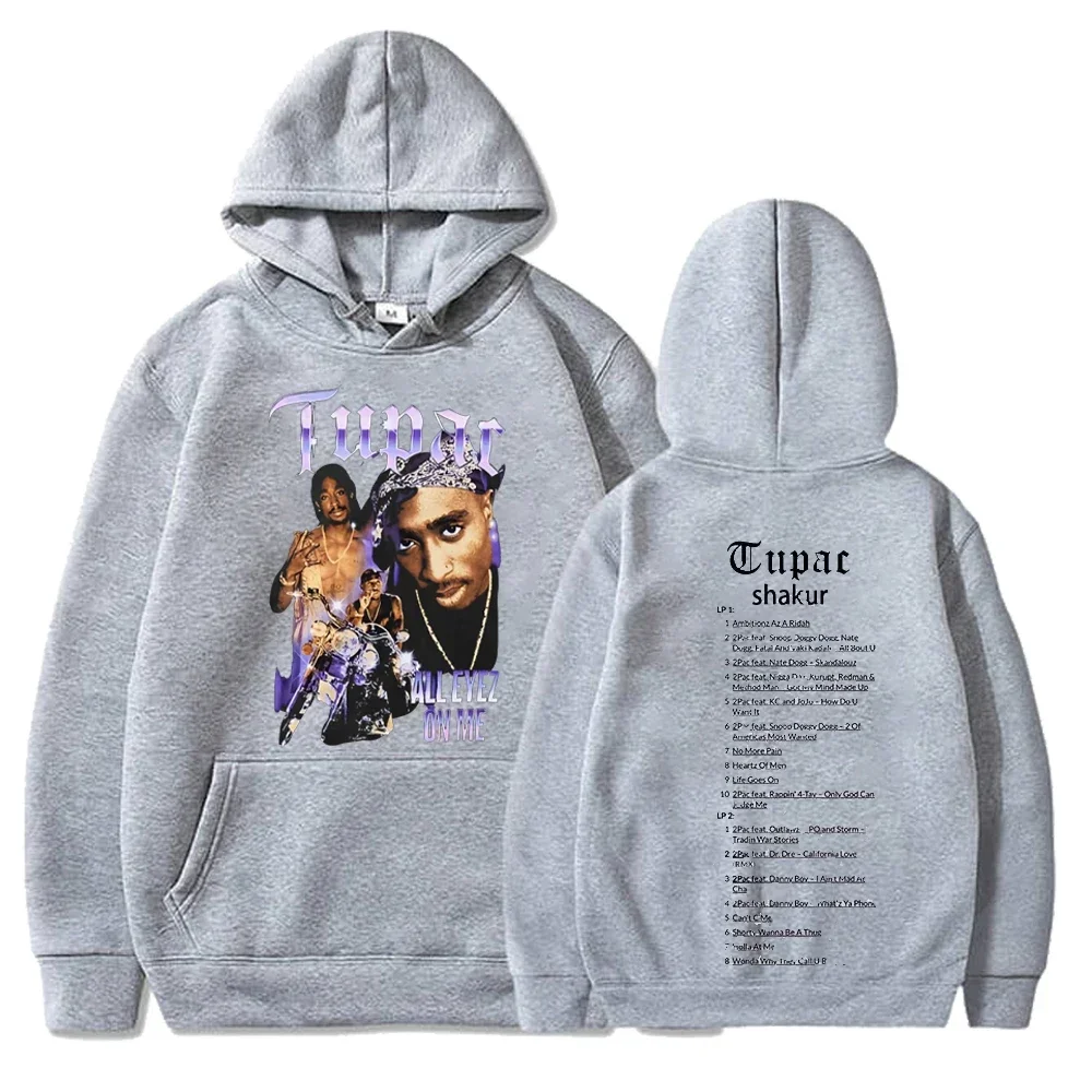 Tupac Hoodies 2pac Sweatshirts Rapper Printed Hoodie Streetwear Y2k Sweater Casual Loose Sweatshirt Autumn Fleece Pullover Hoody