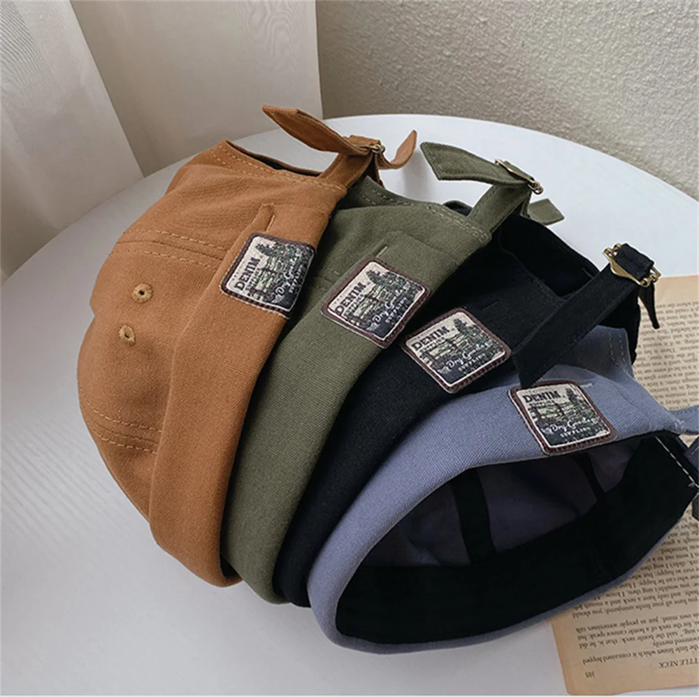 Vintage Brimless Men Hat Dome Docker Cap Cotton Beanie Solid Color Breathable Spring Autumn Hat Adjustable Women Hip Hop Caps