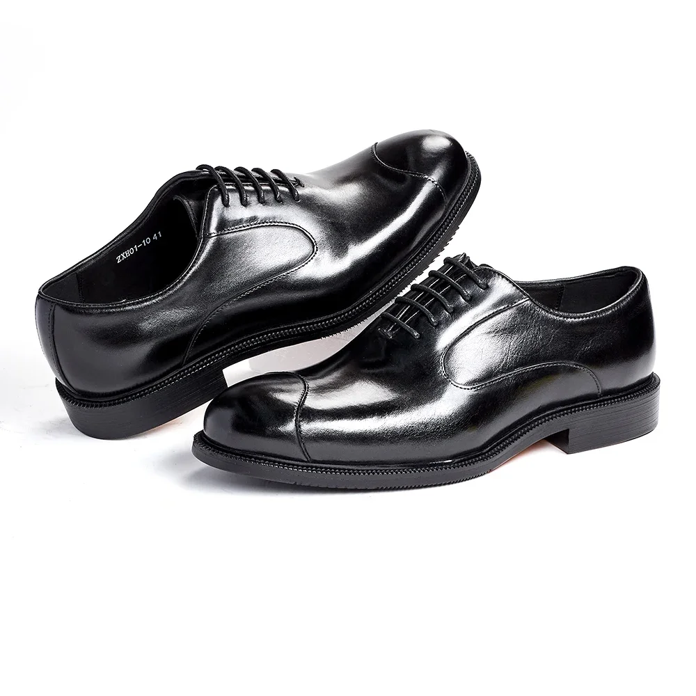 Men's Genuine Cow Leather Oxford Dress Shoes, Height Increase, Formal Lift Brogues, Wedding Suit Shoes, High Quality Elevator