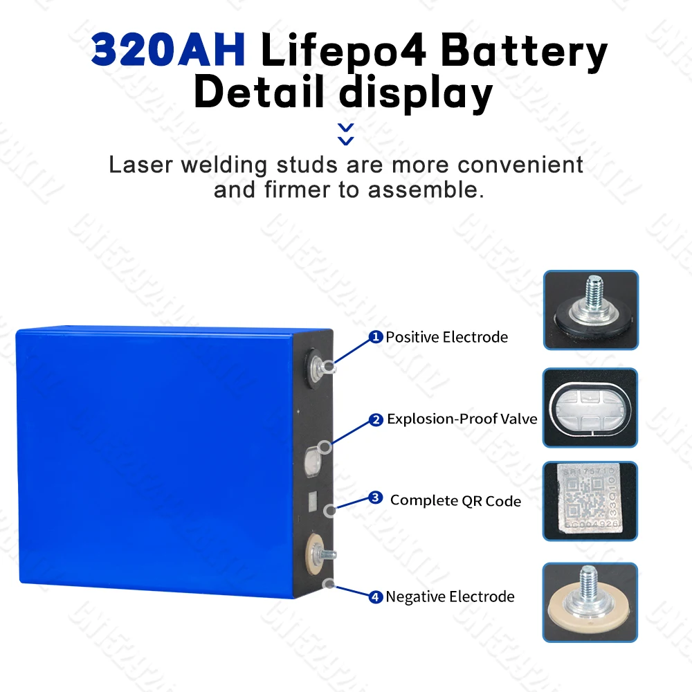 320Ah 8000cycle Lifepo4 Battery Grade A 3.2V Lithium iron phosphate Rechargeable Cell For DIY 12V 48V RV Solar Camping Boat Cart image 5