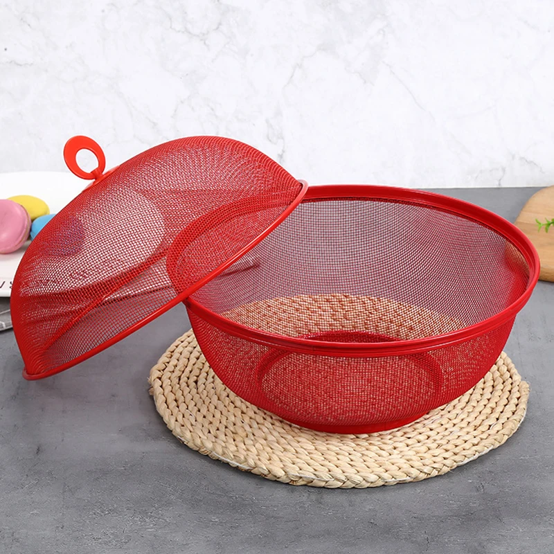 Mesh Fruit Basket With Lid Prevent Fly Kitchen Basket Vegetables Fruit Holder Kitchen Supplies Dining Table Decor Storage Box