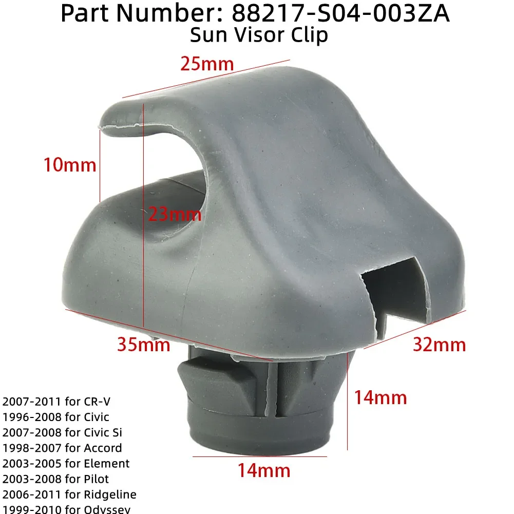 Gray Sun Visor Clip Holder For CR V Civic Odyssey Fits 2007 2011 CR V 1996 2008 Civic 2007 2008 Civic Si And More For Honda