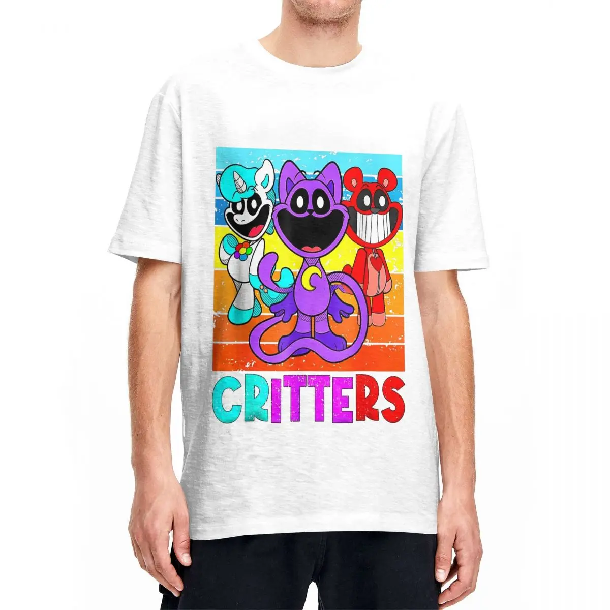 Funny Smiling Critters Catnap Dogday Rainbow Catnap Tshirts Men Cotton Tops Ullzang O-neck Short Sleeve